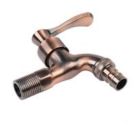 Grifo de lavadora de bronce antiguo, grifo de pared de jardín vintage con mangueras de agua fría y caliente, grúa de latón macizo aceitado para mejoras del hogar (bronce rojo)