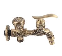 Grifo de lavadora montado en la pared, grifo de fregadero de fregona de balcón retro de latón G1/2, grifo de agua fría y caliente para suministros de baño