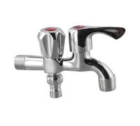 Grifo de lavadora, válvula angular de aleación de zinc de doble salida con acabado cromado para lavandería y lavabo