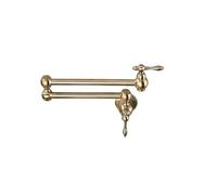 Grifo de llenado de olla de latón dorado cepillado, grifo de cocina de agua fría individual, grifo de fregadero montado en la pared, caño giratorio plegable, instalación sencilla(Brushed Gold A)