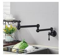 Grifo de llenado de ollas de latón dorado cepillado, grifo de cocina de agua fría individual, grifo de fregadero montado en la pared, caño plegable giratorio, instalación Simple (Color : Matte Black