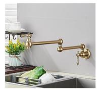 Grifo de llenado de ollas de latón dorado cepillado, grifo de cocina de agua fría individual, grifo de fregadero montado en la pared, caño plegable giratorio, instalación Simple (Color : Brushed Gold