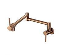 Grifo de llenado de ollas, grifo de cocina frío único de cobre, giratorio de 360 °, plegable en la pared, grifo de fregadero de cocina, interruptor doble, grifo de fregadero de 1 orificio, oro cepil