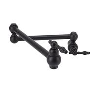 Grifo de Llenado de Ollas, Grifo de Cocina Montado en la Pared de Cobre Estirable G1/2, Grifo Plegable de Llenado de Ollas de Dos Manijas de Un Solos Orificio(Negro mate)