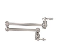 Grifo de Llenado de Ollas, Grifo de Montaje en Pared, G1/2 Solo Resfriado Rotación de 360 Grados Grifo de Brazo Oscilante de Doble Articulación Grifo de Agua Plegable para Casa Hotel(Cepillado)