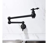 Grifo de llenado de ollas negro, montaje en pared, estufa de cocina, grifos plegables de latón macizo para montaje en pared con brazo oscilante de doble articulación plegable, orificio único, dos H