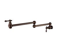 Grifo de llenado olla con válvula cierre doble montado en la pared manijas palanca caño oscilante articulación 22" Resistente a Alta Presión(Mahogany Bronze)
