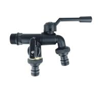 Grifo de manguera de jardín de latón negro, grifos anticongelantes for exteriores con doble salida for lavadora de 1/2 pulgada(DN15 Double outlet-1)