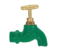 Grifo de Metal de Pared para Lavadora Salida y Conexión Manguera | Modelo 1/2 Pulgada, Mecanismo de Apertura Rápida, Color Verde, Uso en Jardín y Fregadero Exterior