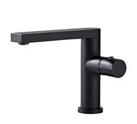 Grifo De Oro Cepillado Para Baño De Hotel Lavabo Frío Y Caliente Grifo De Lavabo De Encimera Negro Todo Cobre Negro Bajo