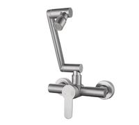 Grifo de Pared Cocina Monomando Fría y Caliente Acero Inoxidable Grifo Fregadero Cocina Pared-Cepillado