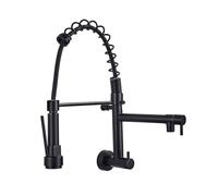 Grifo de Pared Cocina Solo Agua Fria Monomando Grifos Cocina Fregadero Extraible Muelle Rotación de 360°,negro