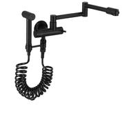 Grifo de pared cromado negro, grifo individual de agua fría, caño giratorio de 360 grados, cuello plegable for baño(Black spray gun)