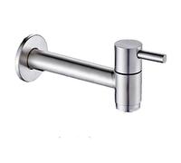Grifo de pared de acero inoxidable para lavabo de baño, estanque de lavado, grifo de agua fría, grifo de jardín, patio, grifo de inodoro, rosca G1/2"