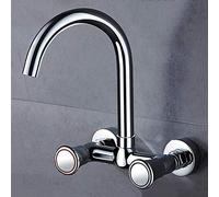Grifo de pared de cobre de alta calidad, acabado cromado, fácil instalación, doble agua caliente y fría, grifo para fregadero de cocina, balcón, lavandería, piscina, diseño moderno, duradero y