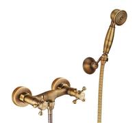 Grifo de pared empotrado en cobre para baño Ducha simple, antiguo fondo plano recto de cinco vías