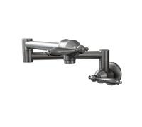 Grifo de pared giratorio de 360° para fregadero de cocina de agua fría, construcción de latón, acabado negro pistola gris, ideal para cocinas modernas
