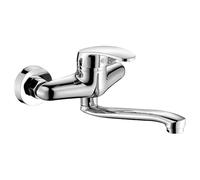 Grifo de pared, grifo de cocina, montaje en pared, giratorio 360°, grifo de pared para cocina, grifo mezclador monomando frío y caliente, grifo de cocina monomando para montaje en pared, brazo