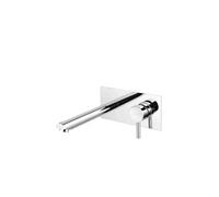 Grifo de pared monomando para lavabo de 22 cm latón cromo duradero New Ícone de Unisan - Con válvula click-clack