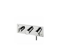 Grifo de Pared para Ducha Monomando Tube Unisan - Latón Cromado con Base Espejada - Con kit de ducha