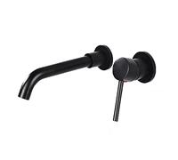 Grifo de Pared para Lavabo de baño, Negro, Grifo Monomando de latón para Montaje en Pared, con Grifo Mezclador para Lavabo con caño Giratorio de 360 °