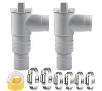 Grifo de paso para piscinas con conexión de manguera de 32 mm,Válvula de Cierre para Piscina,Adaptador Manguera Piscina,con 6 Abrazadera de Manguera,para Mantenimiento de Piscina