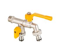 Grifo de piscina de latón para lavadora, grifo frío único único con 2 salidas, conector divisor de manguera de jardín al aire libre fácil de usar