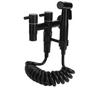 Grifo de piscina Juego de grifo de agua de 1 entrada y 2 salidas G1/2in Accesorio de fregona de acero inoxidable Negro para el baño del hogar Interior y exterior