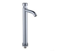 Grifo de presión táctil de acero inoxidable cromado con retardo de 3 a 7 segundos para lavabo de baño, grifo de ahorro de agua, resistente a la corrosión, control de flujo suave para el hogar y hotel