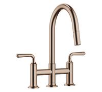 Grifo de puente de tres orificios Dornbracht VAIA con función de ducha abatible, alcance de 240 mm, 19870809-42, Color: bronce cepillado
