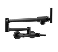 Grifo de Relleno de Marihuana montada en la Pared, 3 manijas de Doble Agujeros de latón sólido de Cocina Plegable Restaurante de Restaurante Grifo con Brazo oscilante de articulación, Negro (Negro)