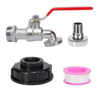 Grifo de Salida IBC Accesorios, Adaptador de Depósito IBCs, Grifo de Deposito IBCs 3/4" para Depósito IBC de 1000 l, Barril de Agua para Exterior Jardin Deposito Agua Lluvia Salida Adaptador