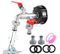 Grifo de salida Ibc, grifo de tanque de agua de 1000 l, válvula de bola de aleación con doble grifo de salida de 1/2 pulgadas, adaptador Ibc para grifo de tanque de agua, tanque de agua de lluvia Ibc