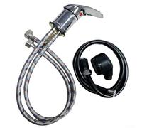 Grifo de tazón de champú con manguera de ducha, interruptor de agua fría y caliente de aleación de zinc y juego de pulverizador para fregaderos de pelo de salón y grifos de baño, plateado y negro (B)