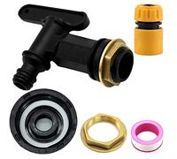 Grifo de tope de agua con adaptador de tanque IBC S60x6 y conector de extremo de manguera, grifo de barril de lluvia de ajuste a presión de plástico, rosca de 3/4 pulgadas, piezas de montaje de
