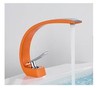 Grifo del fregadero del lavabo grifo del baño frío y caliente grifo del fregadero del lavabo de un solo orificio grifo del baño del lavado de cara grifo de instalación de encimera(Orange Chrome)