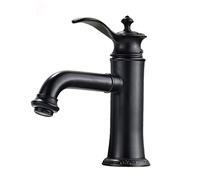 Grifo del Fregadero Vintage baño Negro, Grifo del Fregadero de latón, maricón de Grifo de Grifo de Lavabo Caliente y fría, Grifo de Lavabo de baño de Mango único, Grifo Corto (Corto)