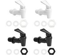Grifo dispensador de bebidas de plástico, para bebidas frías y calientes, grifo dispensador de bebidas, para barril de cerveza, zumo, vaso, café, fuente para beber, negro + blanco, 4 unidades