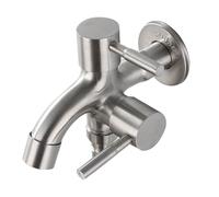 Grifo divisor de jardín | Grifo doble de acero inoxidable | Conector de manguera de agua divisor de 2 vías | Grifo de jardín al aire libre con tomas de corriente | Grifo de extensión eficiente para