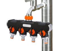 Grifo Divisor - divisor de manguera de jardín, aleación rápida de aleación multifuncional divisor 4 -way | Adaptador de conector de goteo Doofing para riego Riego 8.58x5.04 pulgadas