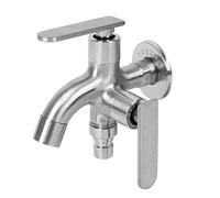 Grifo doble de 1/2 pulgadas para jardín de doble caño, grifo universal de acero inoxidable, grifo de salida multifuncional, válvula de esquina con 2 salidas de agua separadas para jardín, lavadora