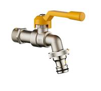 Grifo doble duradero para exteriores con adaptador de manguera de 1,27 cm, conectores de latón de 1 vía y 2 vías para riego eficiente del jardín, conector de tanque de agua ideal para uso en