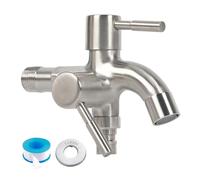 Grifo doble exterior G1/2, grifo doble de acero inoxidable 304, universal, resistente a las heladas, para lavadora, jardín, baño, cocina, barril de lluvia (modelo A - colores de acero inoxidable)