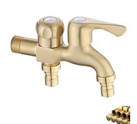 Grifo Doble Jardin de latón Grifo Vintage de latón Antiguo Válvula de Doble Salida para Grifo Juego de Grifo Exterior,Gold