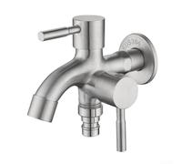 Grifo doble para lavadora, grifo de jardín de acero inoxidable 304 de 1/2 pulgada con carrete de cerámica, grifo a prueba de fugas para fregadero de cocina, baño, patio, lavado de autos, acabado