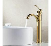 Grifo Dorado para baño, manija única, Grifo para Lavabo de un Solo Orificio, Grifo de Agua fría y Caliente montado en Cubierta