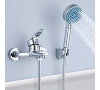 Auralum Grifo Bañera Monomando Latón con Alcachofa de Ducha 5 modos y Flexo Ducha de Acero Inoxidable 1.5m pare Bañera y Baño, Chrom