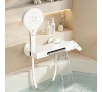 Grifo Ducha Bañera Pared con Dicha 3 Funciones Monomando Ducha Grifos Duchas de Baño de Cobre 2 Agujeros,blanco Lechoso