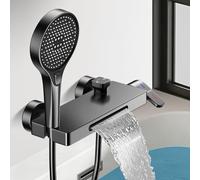 Grifo Ducha Bañera Pared con Dicha 3 Funciones Monomando Ducha Grifos Duchas de Baño de Cobre 2 Agujeros,gris Pistola