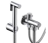 Grifo Ducha WC Fluvia - Ducha Higiénica para Inodoro con Bidé de Mano - Latón Cromado - Flexible Anti-Twist - Soporte y Llave de Escuadra - Garantía 3 Años